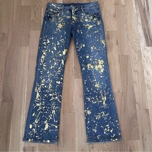 Yank Gold Splattered Jeans Bootcut Stretch Size  29 Cotton/Spandex
